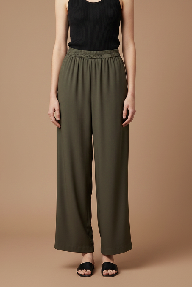 Pantalon Fluide Kaki Ample Décontracté Femme - Viscose - vue 3