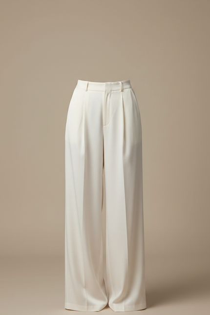 Pantalon Fluide Femme Blanc Palazzo Satin - vue 3