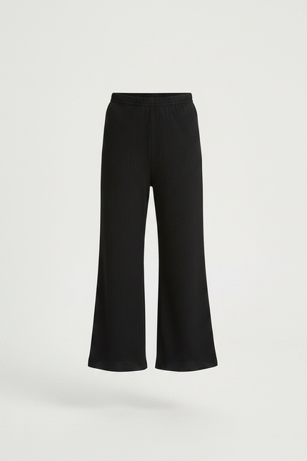 Pantalon Jupe Culotte Fluide - Noir Maille - vue 3
