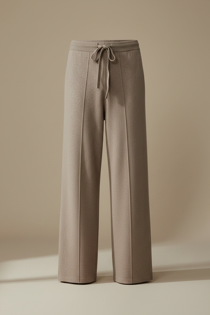 Pantalon Fluide Gris Ample Laine Tricoté Décontracté Homme - Beige - vue 3