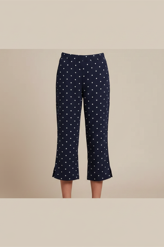 Pantalon Fluide Bleu Marine Pois Blancs Ample Fille - Viscose - vue 3