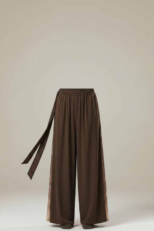 Pantalon Fluide Marron Ample Maille Transparente Homme - vue 3