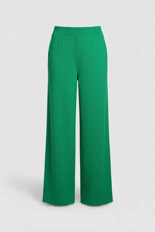 Pantalon Fluide Vert Ample Maille Confortable Élégant - vue 3