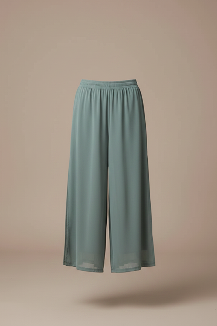Pantalon Fluide Vert Ample Maille Fendu Léger - vue 3