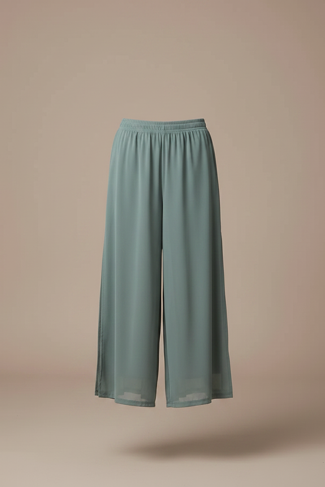 Pantalon Fluide Vert Ample Maille Fendu Léger - vue 3