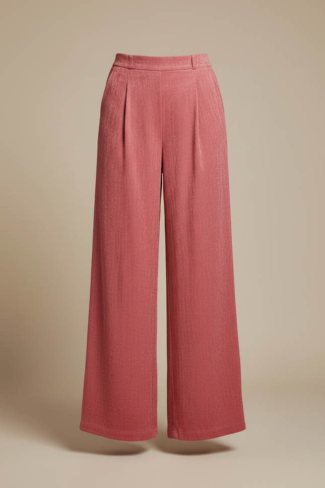 Pantalon Fluide Rose Plissé Ample Élégant Femme - Viscose - vue 3