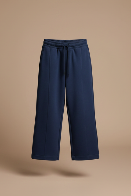 Pantalon Fluide Bleu Marine Ample Cordon Enfant Sport - Molleton - vue 3