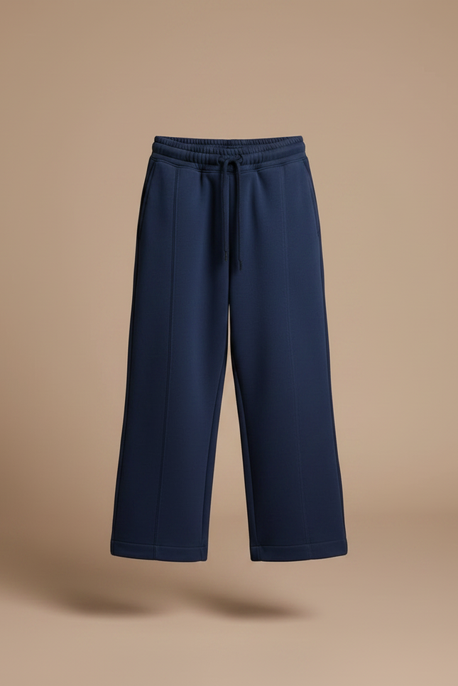 Pantalon Fluide Bleu Marine Ample Cordon Enfant Sport - Molleton - vue 3