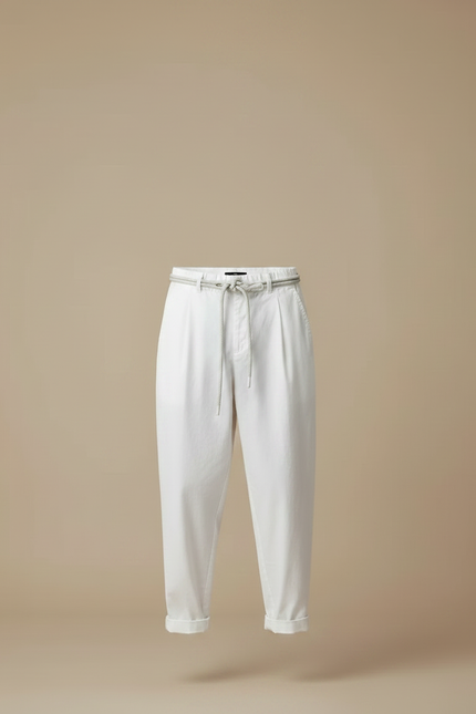 Pantalon Fluide Blanc Coton Ample Décontracté Homme - vue 3