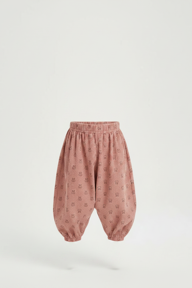 Pantalon Fluide Rose Côtelé Ample Lapins Enfant - Cordé - vue 3