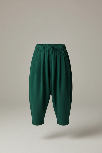 Pantalon Fluide Vert Ample Molleton Confortable Enfant - vue 3