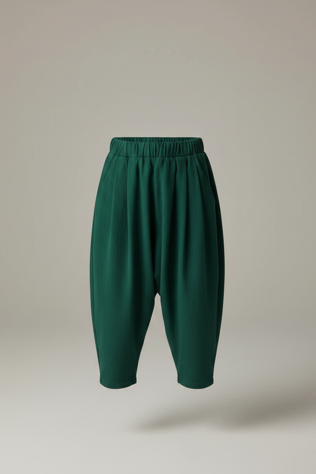 Pantalon Fluide Vert Ample Molleton Confortable Enfant - vue 3