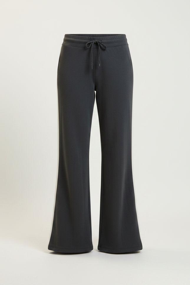 Pantalon Fluide Noir Ample Rayures Blanches Sport Chic - Molleton - vue 3
