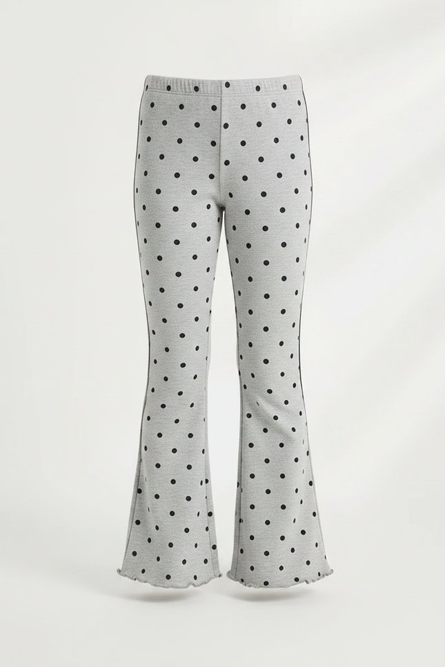 Pantalon Fluide Gris Pois Noir Évasé Enfant - Maille - vue 3