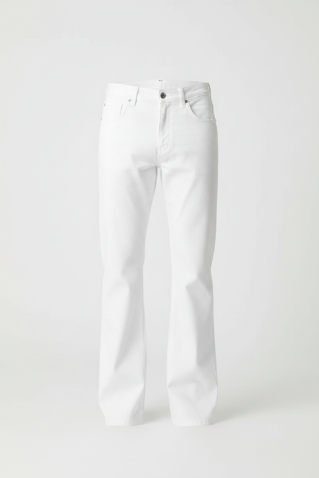 Pantalon Fluide Blanc Évasé Coton Stretch Homme - Jean - vue 3