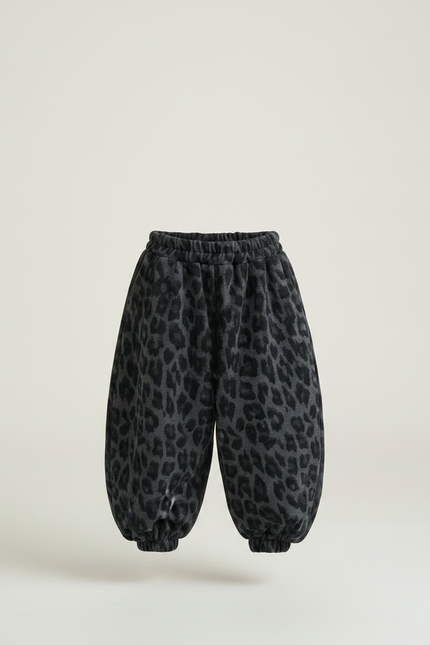 Pantalon Fluide Léopard Ample Polaire Élastique Chaud Enfant - Imprimé Molleton - vue 3