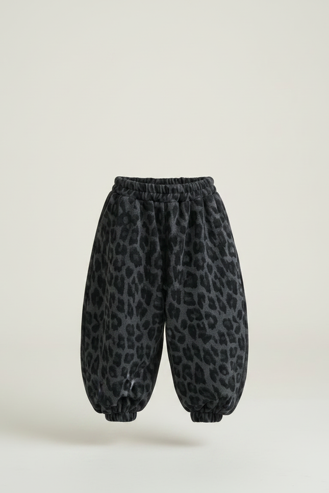 Pantalon Fluide Léopard Ample Polaire Élastique Chaud Enfant - Imprimé Molleton - vue 3