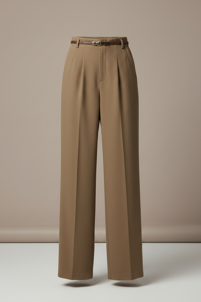 Pantalon Fluide Taille Haute Kaki - Polyester - vue 3
