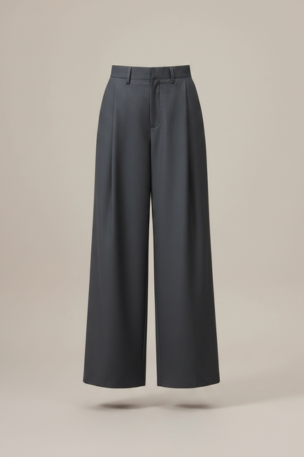 Pantalon Large Fluide Polyester - Gris - vue 3