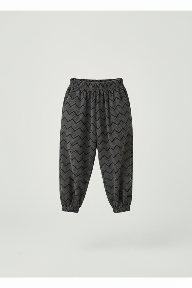 Pantalon Fluide Côtelé Gris Chevrons Ample Enfant - Cordé - vue 3