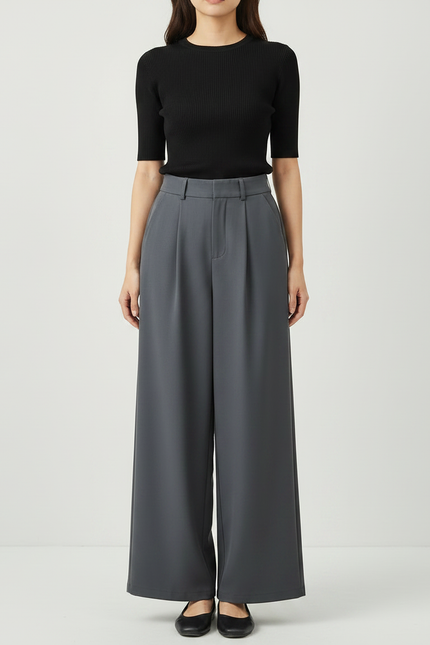 Pantalon Fluide Gris Femme - Polyester - vue 3