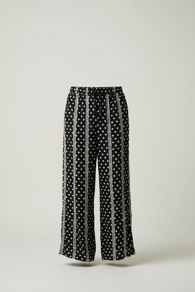 Pantalon Fluide Noir Polka Dots Ample Homme Confortable - Viscose - vue 3