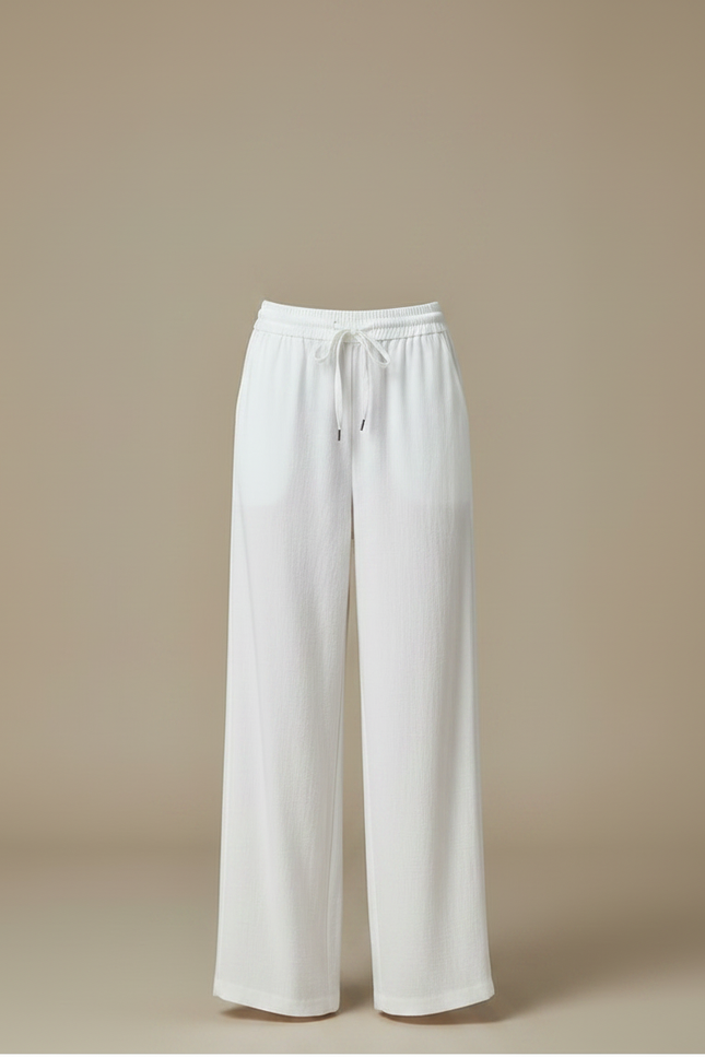 Pantalon Fluide Femme Blanc Ample Décontracté Léger - Lin - vue 3