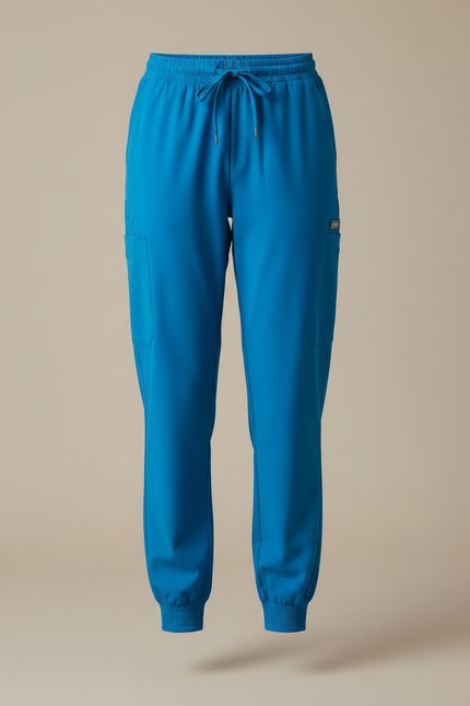 Pantalon Fluide Bleu Cordon De Serrage Jogger Femme - Polyester - vue 3