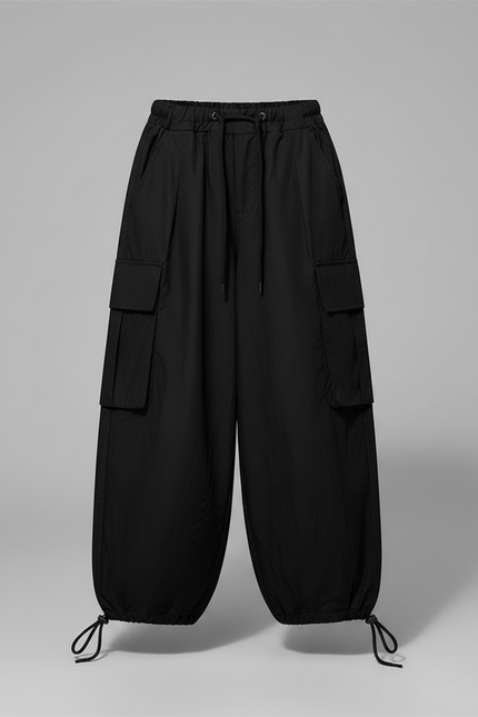 Pantalon Fluide Noir Ample Cargo Enfant Streetwear - Polyester - vue 3
