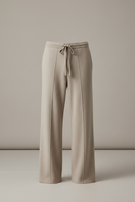 Pantalon Fluide Beige Laine Tricoté Ample Décontracté Homme - vue 3