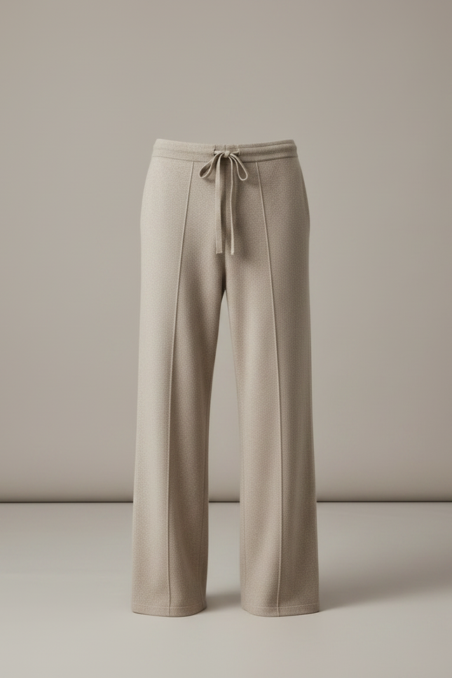 Pantalon Fluide Beige Laine Tricoté Ample Décontracté Homme - vue 3