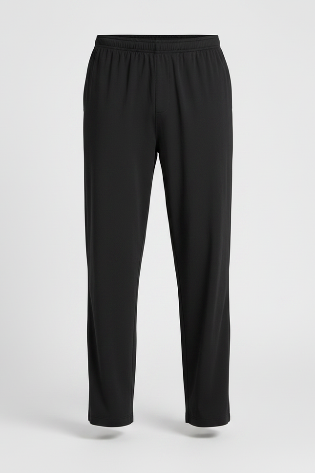 Pantalon Fluide Noir Ample Coton Droit Confortable - Polyester - vue 3