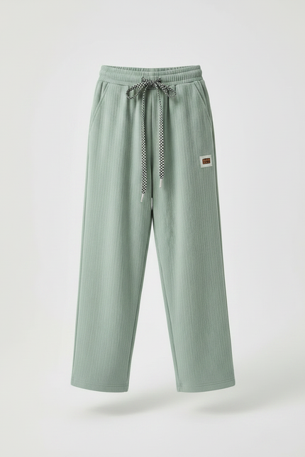 Pantalon Fluide Vert Menthe Côtelé Ample Cordon Garçon - Cordé - vue 3