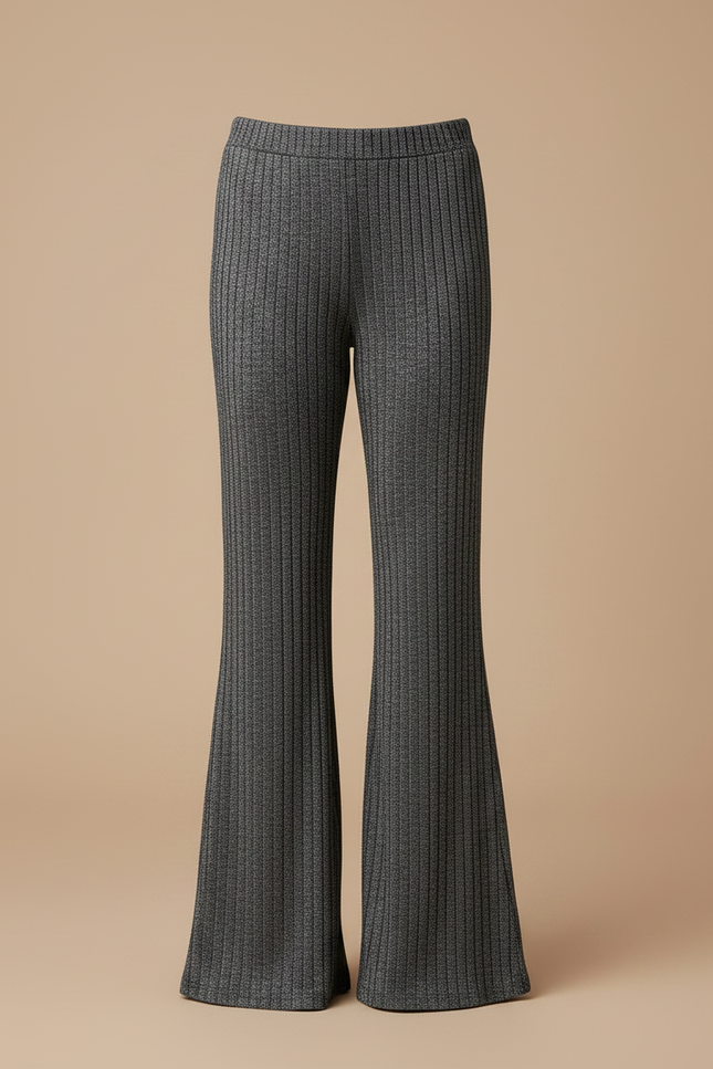 Pantalon Fluide Évasé Gris Côtelé Métallisé Fille - Maille - vue 3