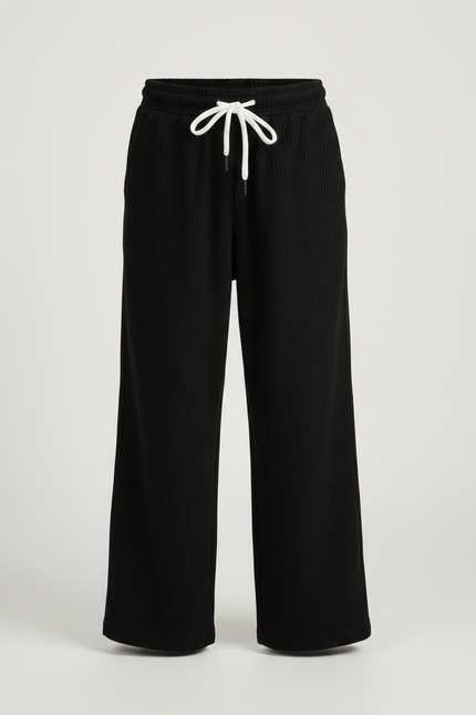 Pantalon Fluide Noir Côtelé Ample Décontracté Garçon - Cordé - vue 3