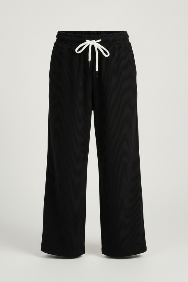 Pantalon Fluide Noir Côtelé Ample Décontracté Garçon - Cordé - vue 3