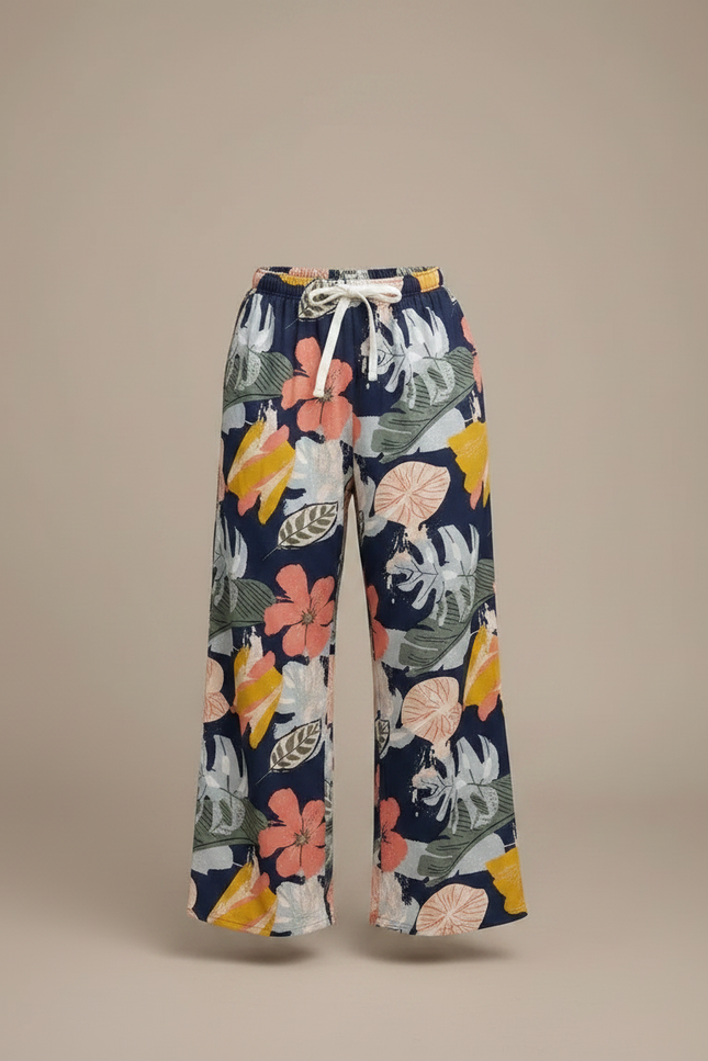 Pantalon Fluide Floral Ample Décontracté Enfant - Multicolore Viscose - vue 3