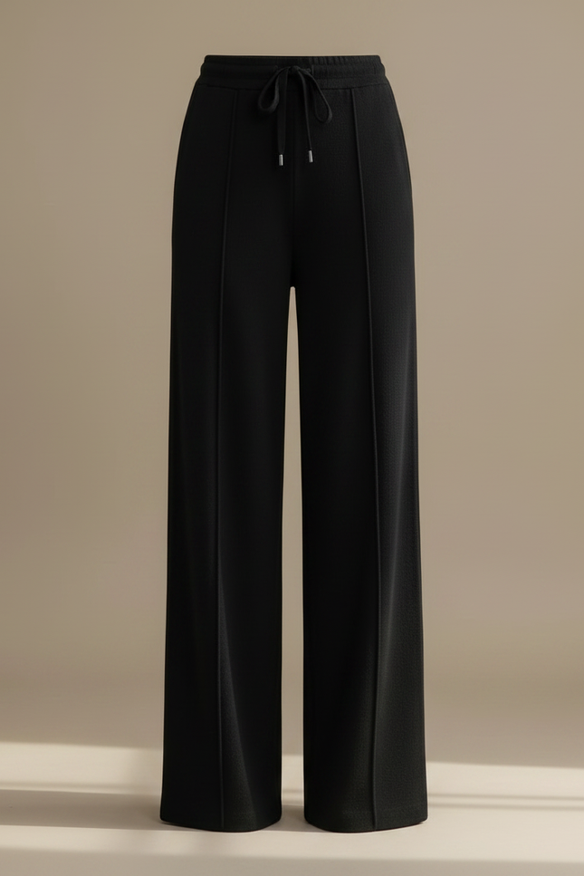 Pantalon Fluide Noir Ample Taille Haute Décontracté Femme - Maille - vue 3