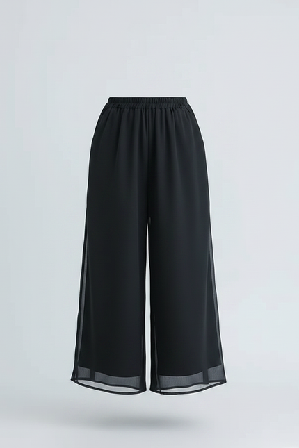 Pantalon Fluide Mousseline - Noir Polyester - vue 3