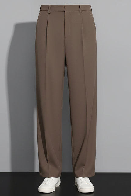 Pantalon Fluide Marron Ample Plissé Homme Décontracté - Polyester - vue 3