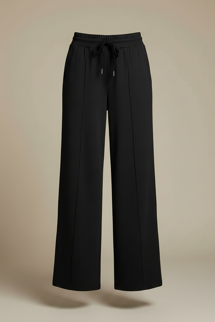 Pantalon Fluide Noir Ample Cordon Décontracté Poches - Maille - vue 3