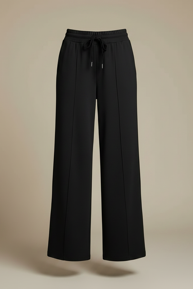 Pantalon Fluide Noir Ample Cordon Décontracté Poches - Maille - vue 3