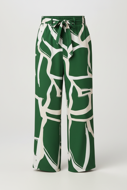 Pantalon Fluide Vert Imprimé Ample Décontracté Homme - Viscose - vue 3