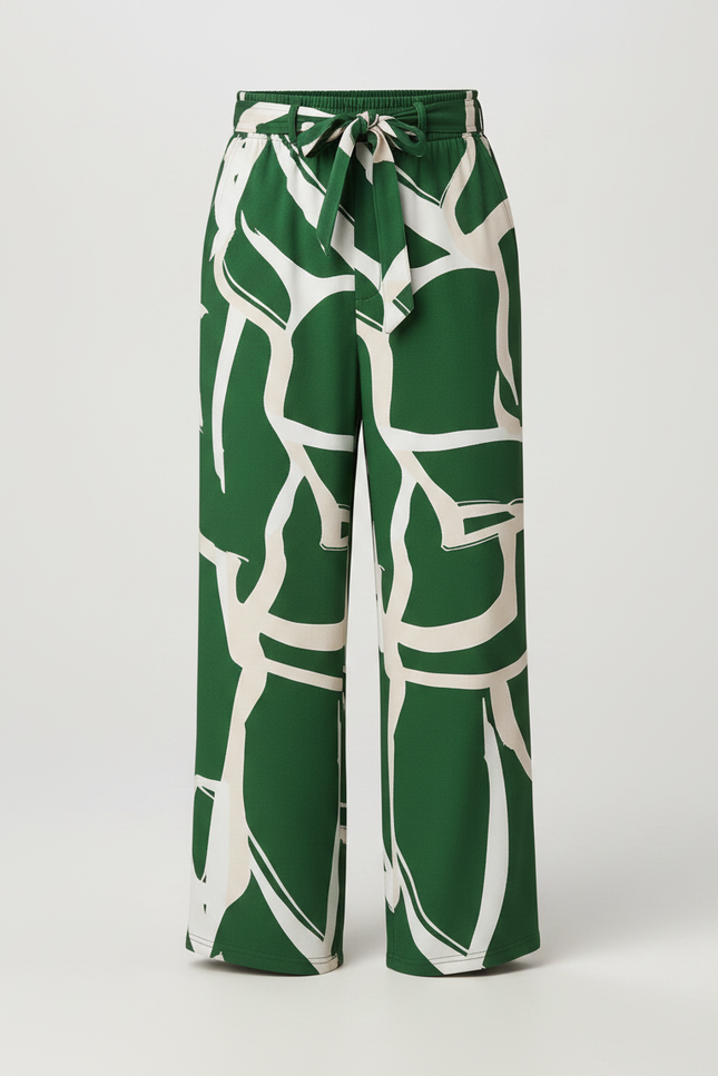 Pantalon Fluide Vert Imprimé Ample Décontracté Homme - Viscose - vue 3