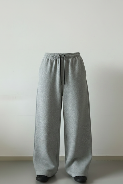 Pantalon Fluide Gris Ample Coton Décontracté Unisexe - Molleton - vue 3