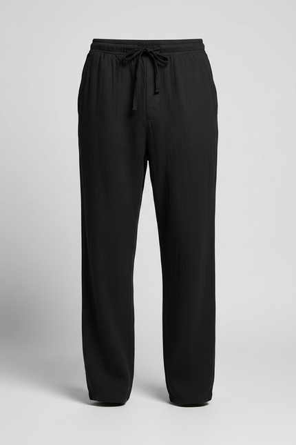 Pantalon Fluide En Lin Homme - Noir - vue 3