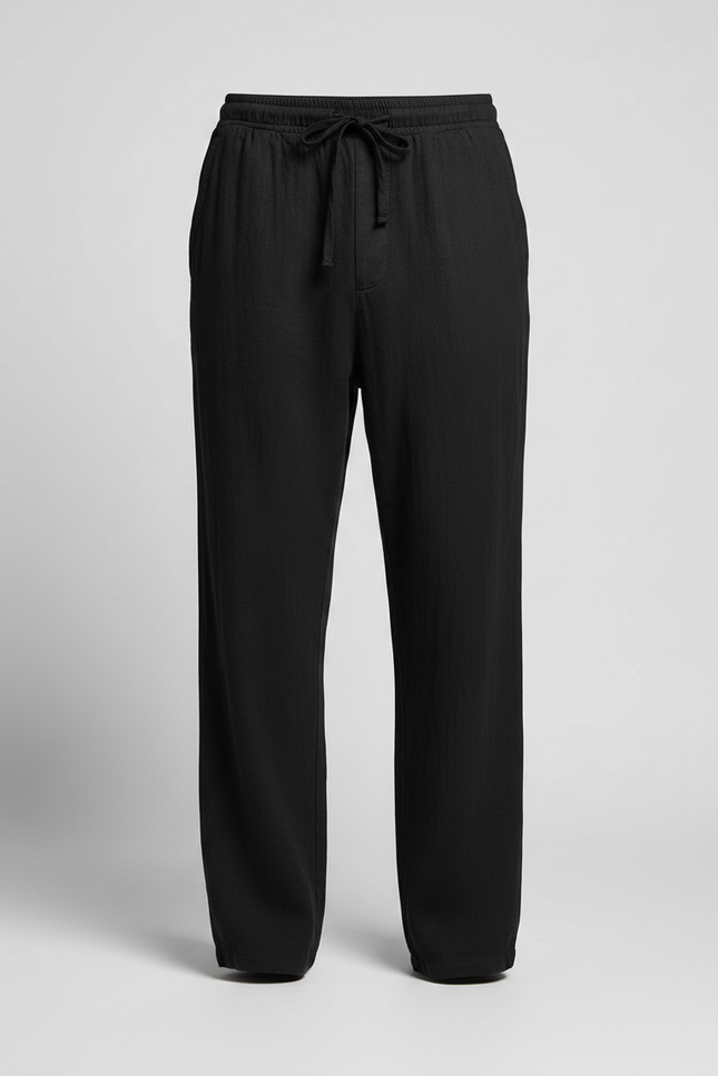 Pantalon Fluide En Lin Homme - Noir - vue 3