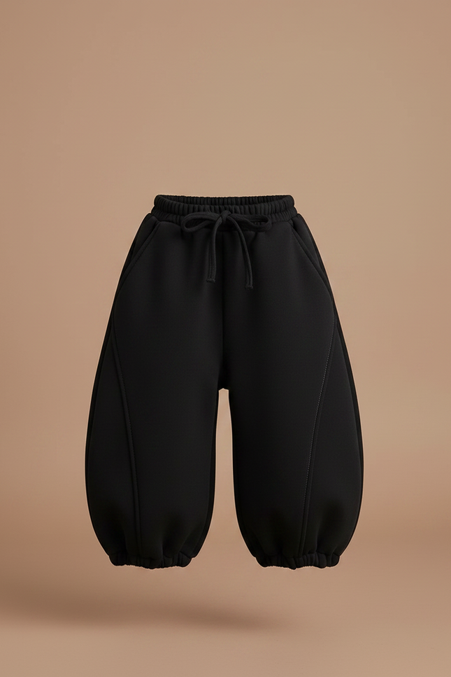 Pantalon Fluide Noir Ample Hiver Chaud Enfant - Molleton - vue 3