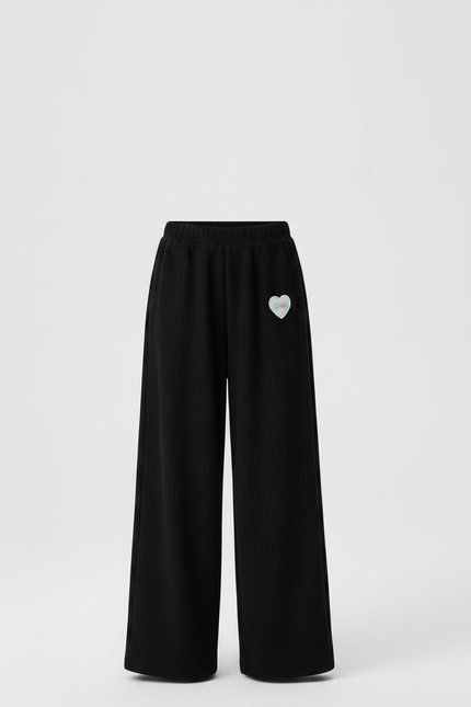 Pantalon Fluide Noir Côtelé Ample Confortable Fille - Cordé - vue 3