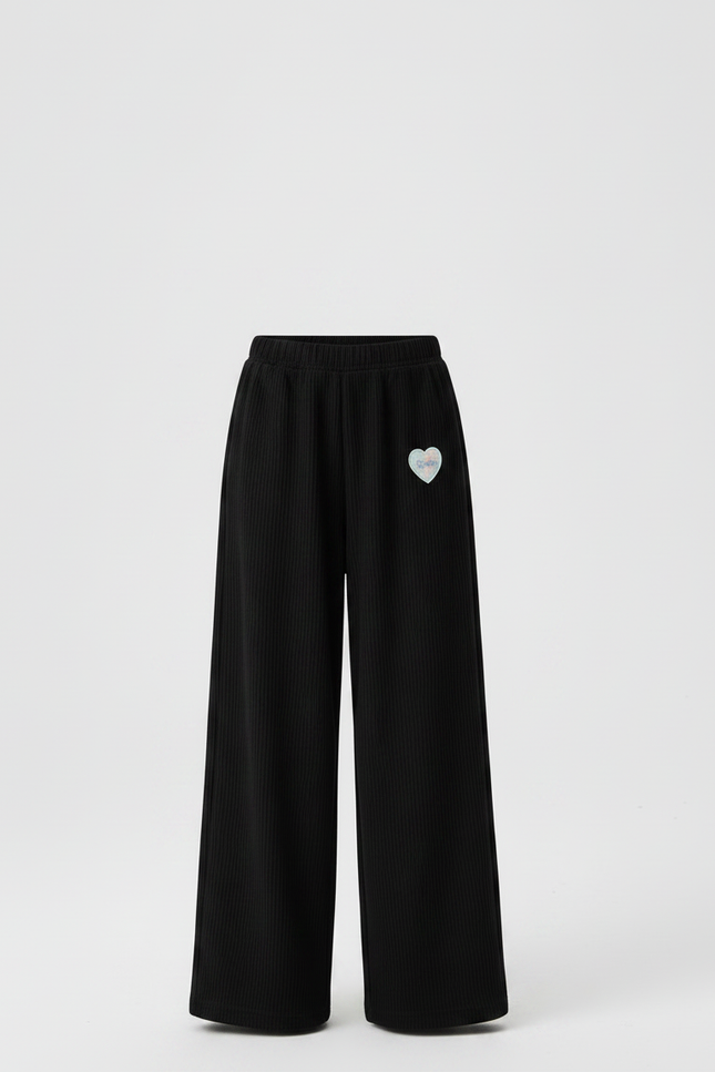 Pantalon Fluide Noir Côtelé Ample Confortable Fille - Cordé - vue 3
